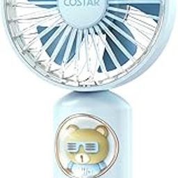 COSTAR Portable Mini Fan, Handheld Personal Fan with Creative Light, 3 Speeds, 1800mAh USB Rechargeable Battery Fan, Small Fan for Women Men Girls Kids Indoor Outdoor Travel (Blue)-picture-10