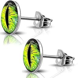 316L Surgical Stainless Steel Evil Eye Earrings Round Circle Button Stud Post Earrings 10MM, Stainless Steel, No Gemstone, Stainless Steel, No Gemstone-image-33