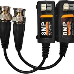 MESHIV 8MP Passive Video Balun Set, Push Terminal CCTV HD TVI CVI AHD BNC UTP Pair for HD Camera, Black BVB8MP (Black) (Pack of 1)-25