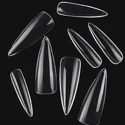 VIKSON INTERNATIONAL 20 Pcs press on Clear transparent long pointed || press on fake artificial nails extension set || With nail glue sticker sheet & nails apply kit for girls women.-15