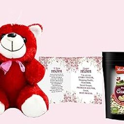 Midiron Beautiful Gift for Mom for Mothers Day, Birthday| Nuts & Dry Fruits Gift Combo| Rich in Protein, Fibre, Vitamin E, Magnesium & Calcium|Healthy Snacks|Red Teddy-image-22