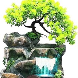 MERISHOPP Tabletop Water Fountain with Light Desk Decoration for Living Room Versatile-image-72