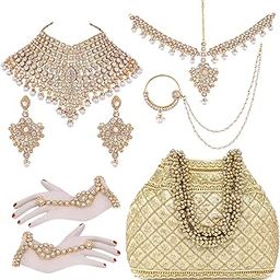American Diamond Studded Traditional Jodha Akbar Bridal Jewelry Set Gift for Women-image-50