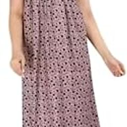 Women's Cotton Nightgown, Plus Size, Short Sleeve, Printed Pattern, Pink-image-29