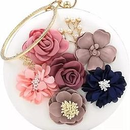 Tooba Women Handicraft Beautiful Flower Round Clutch Bag Purse For Casual Party Wedding (White Flower)-image-73