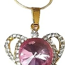 Heart Pendant Necklace with Emerald Green Crystal, Rhinestone Accents-image-90
