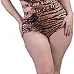 one Shoulder Tiger Printed Cutout Padded one pcs Plus Size Swimsuit for Women (Brown)-image-81