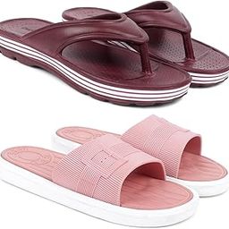 Combo Pack of 2 Slipper/Flip Flops/Slides/Clogs/Sandals for Women (V-Snow Vs Buckle-Multi)-image-50