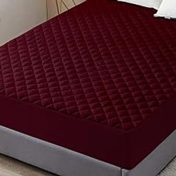 Dream Care Sapphire Water Proof Premium Soft Quilted Mattress Protector | Waterproof and Breathable Mattress Cover for Ultimate Mattress Protection and Comfort, 30x72 Single Bed, Light Maroon-image-1