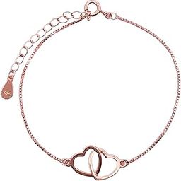 Heart Duo Bracelet | 925 Sterling Silver Bracelet for Women | Adjustable Chain | 18K Gold Vermeil | Hypoallergenic | Water Resistant | Anti Tarnish Jewellery | Ideal Gift for Her-image-66