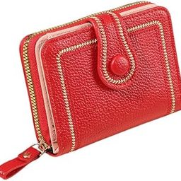 Stylish Embroidered Pattern Dual Compartment Wallet for Women and Girls, Luxury PU Leather RFID Blocking Wallet with 9 Card Slots for Girls (Red)-image-6