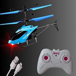 GLASSIMON® RC Remote Control Helicopter with LED Lights, Shockproof Sensor, Flexible Wings, USB Charging Cable, Plastic Material, for Kids 4+, Pack of 1 (Blue)-image-26