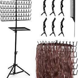 obeoby Braiding Hair Rack, Height Adjustable Braiding Rack with Braiding Tools 144-Peg Braiding Hair Rack Standing Hair Extension Holder for Braiding Hair Separator Stand Hair Salon-40
