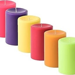 atorakushon® Smokeless Scented Paraffin Wax Multi Colour Round Pillar Candles Decoration for Party,Birthday Party,Dinner Table, Living Room Pack of 6-image-68