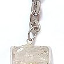 Shri yantra Laxmi Yantra Clear Quartz Crystal Chips Inside Orgone key Chain key Ring-23
