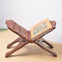 Geeta Stand Wooden Handmade fordable Wooden Book Stand | Stand for Reading | bhagwat Geeta Stand | ramayan Stand Pooja Stand Wooden bhagwat Geeta in Hindi Original Book with Stand (18 INCH)-image-18