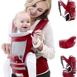 OBABY Carriet Hip Seat Baby Carrier with 4 Carry Positions, Baby Carrier with Hip seat for 0 to 36 Months Baby, Adjustable New-Born to Toddler Carrier (Red)-image-86