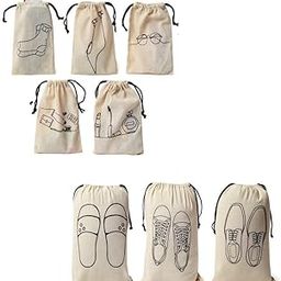 Premium Reusable Cotton Travel Combo | 5 Travel Pouches & 3 Shoe Covers | Versatile Combo for Men | Perfect for Organizing Travel Essentials | Eco-Friendly Design | Pack of 8-image-35