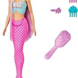 Barbie Mermaid Doll with 7-Inch-Long Pink Fantasy Hair and Colorful Accessories for Styling Play Like Headband and Barrettes-image-55