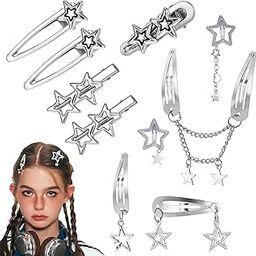 TecoKart® 10 Pcs Star Clips Y2K Style Hairs Accessories for Girls Women, Cute Metal Barrettes Hair Clip Set for Cool Party Look Fashion Accent-image-6