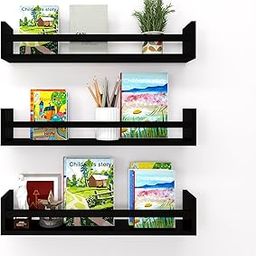 WooDinto Wall Shelves for Living Room, Bedroom | Wall Mounted Shelf | Wall Hanging Storage Unit | Wall Organiser Shelf (Floating Set of 3-24 Inch) (Black)-image-39