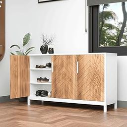 Klaxon Shoe Rack Wooden with Door | Small Cupboard Shoe Stand for Home | Wooden Storage Cabinet for Shoes | Shoe Racks Organizer for Entryway, Hallway & Bedroom (White Large)-image-52
