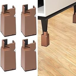 UJEAVETTE 4Pcs Bed Risers Fit Furniture Thickness 0.39-1.45inch for Couch Office Chair Brown Corner Clamp-picture-28