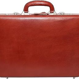 Genuine Leather Briefcase Laptop Compartment Expandable Features High-Security Combo Number Lock Brown Briefcase Bag for Men-picture-16