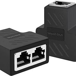 RJ45 Ethernet Splitter, 1 to 2 Ethernet Extender Connector Female to 2 Female 8P8C Network Plug LAN Coupler for Cat5 Cat5e Cat6 Cat6e Cat7 Cable. (2 Pcs - Black) - (CAN'T RUN BOTH AT THE SAME TIME)-23
