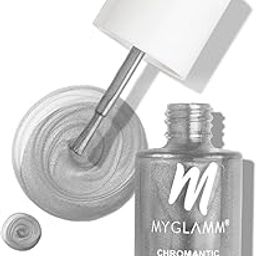 MyGlamm Chromantic Metallic Nail Enamel - Luna (Grey Shade) | Chemical Free, Liquid, Chrome, & Long Lasting Nail Polish (10ml)-image-23
