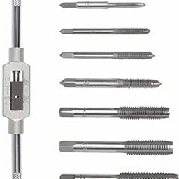 Inditrust 8PCS Tap Wrench Set Thread Metric Plug Tap Tap Drill Bits Set M3 M4 M5 M6 M8 M10 M12 Adjustable Tap 1/8-1/2"-23