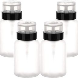 Pack of 4 Push Down Pump Dispenser Lockable Empty Bottle for Alcohol, Acetone, Nail Polish and Makeup Remover, 200 ml (6.8 oz)-image-60