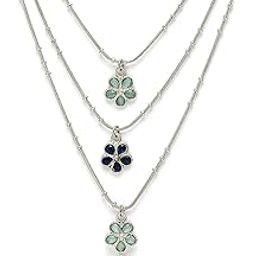 Silver Plated German Silver Oxidised Triple Layer Long Necklace Set Traditional Oxidised Jewellery Set for Women and Girls-2