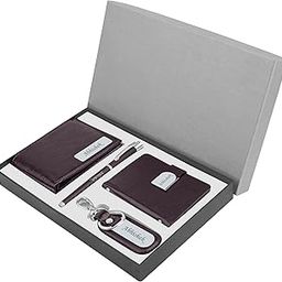 Personalized Wallet, Pen, Key Chain & Cardholder Gift Set | with Name | Vegan Leather | Best Gift for Brother, Husband, Boyfriend, Father, Etc (BROWN-PN03-CH03-KC13-WL15)-image-53