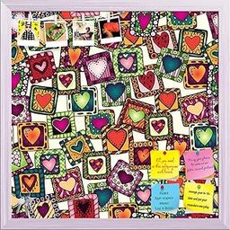 ArtzFolio Doodle Hearts D2 | Bulletin Board Notice Pin Board | Vision Soft Board Combo with Thumb Push Pins & Sticky Notes | White Frame | 12 x 12 inch (30 x 30 cms)-28