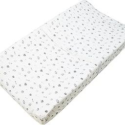 TL Care Printed 100% Cotton Jersey Knit Fitted Contoured Changing Table Pad Cover, also works with Travel Lite Mattress, Navy/Grey Sports-image-44