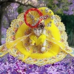 Partish Laddu Gopal Poshak with Pagdi Size 1 l Ladoo Gopal Dress l Bal Gopal l Kanha Ji Thakur Ji Heavy Dress (Yellow A, Size 1)-image-20