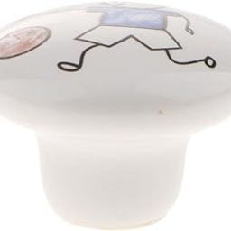Cartoon Ceramic Single Hole Round Wardrobe Kitchen Door Knob Basketball boy-image-29