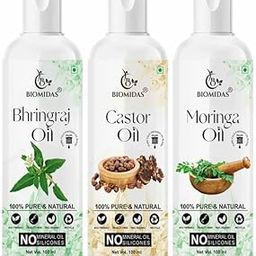 Biomidas 100% Pure Bhringraj Castor & Moringa 100ML Combo , Oil(Pack Of 3)-picture-21