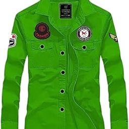 Men's Regular Fit Long Sleeve Embroidered Cotton Blend Casual Shirt (Green_2,M)-image-15