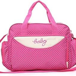 HAARU Women Large-Capacity Polka Dot Mummy Western Handbag,Large-Capacity Baby Nursing Diaper Tote Bag,Baby Changing Diaper Nappy Bag Mummy Mother Handbag, Pink-26