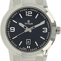Men's Urban Refinement: Sleek Blue Dial with Silver Stainless Steel Strap Analog Watch-NS1730SM03/NT1730SM03-15