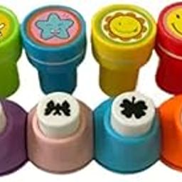 12 Pcs Art & Craft Kit 6 Emoji Stamps and 6 Craft Punches for Kids Craft Punches Machine for Art and Craft Project Assorted Shapes Multicolor (Pack of 12)-13
