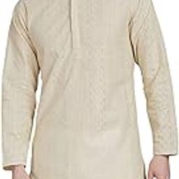 Men Cotton Blend Chikankari Embroidered Ethnic Motifs Double Plaket Regular Kurta-image-13