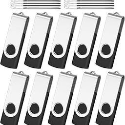 AreTop Flash Drive 2Gb 10 Pack, Premium Usb2.0 Classic Swivel Usb 2Gb Flash Drive Pen Drive Memory Stick Thumb Drive Bulk Jump Drive Pack 10Pcs Computer Data Storage Black-image-33