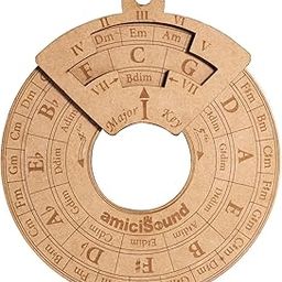 amiciSound Circle of Fifth Wheel with Rotating Related Chords Window, Music Theory Reference, Wooden Melody Tool for Songwriter Musician, Precious Gift for Music Lovers of any Age-14