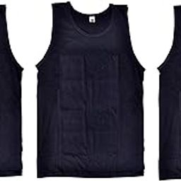 Gym Vest for Men & Boys Sports Running Cotton Sleeveless Vest/Baniyan Modern Fit Solid Inner wear in Navy Blue Color (Pack of 3)-image-81