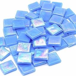 Coral Aqua Blue HK107 Glass Mosaic 15x15mm tiles 100 gm pack-image-96