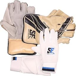 SAIFI SPORTS Professional Cricket Wicket Keeper Gloves & Surge Cotton Padded White Inner, Perfect Quality to Improve Your Cricket for Mens not for Kids-23