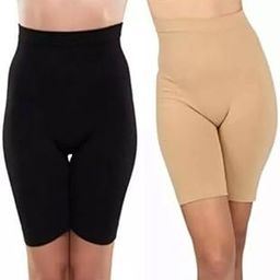 Women Tummy Tucker Shapewear with Anti Rolling Strip Panties (Free-Size) (Waist Size Fits : 32 to 38 Inch) Skin,Black-image-9